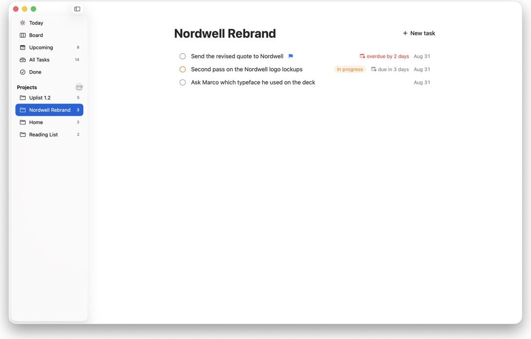 Uplist projects and settings